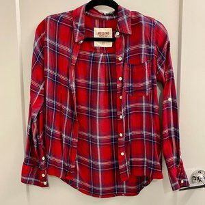 Massimo Women's Red Plaid Button Down Shirt